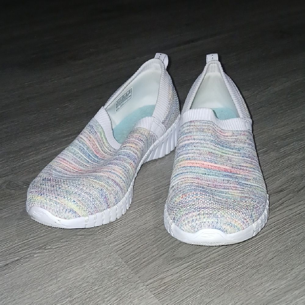 Skechers Multicolor Knit Slip-On Air Cooleo Goga Mat Sneakers Sz 8 EUC